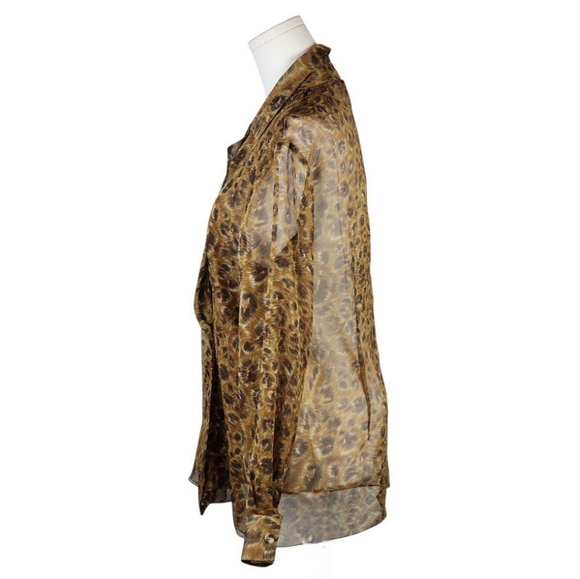 Emanuel Ungaro Rare Vintage 100% Silk Leopard Print Size 6/40 Sheer Blouse - Picture 6 of 10